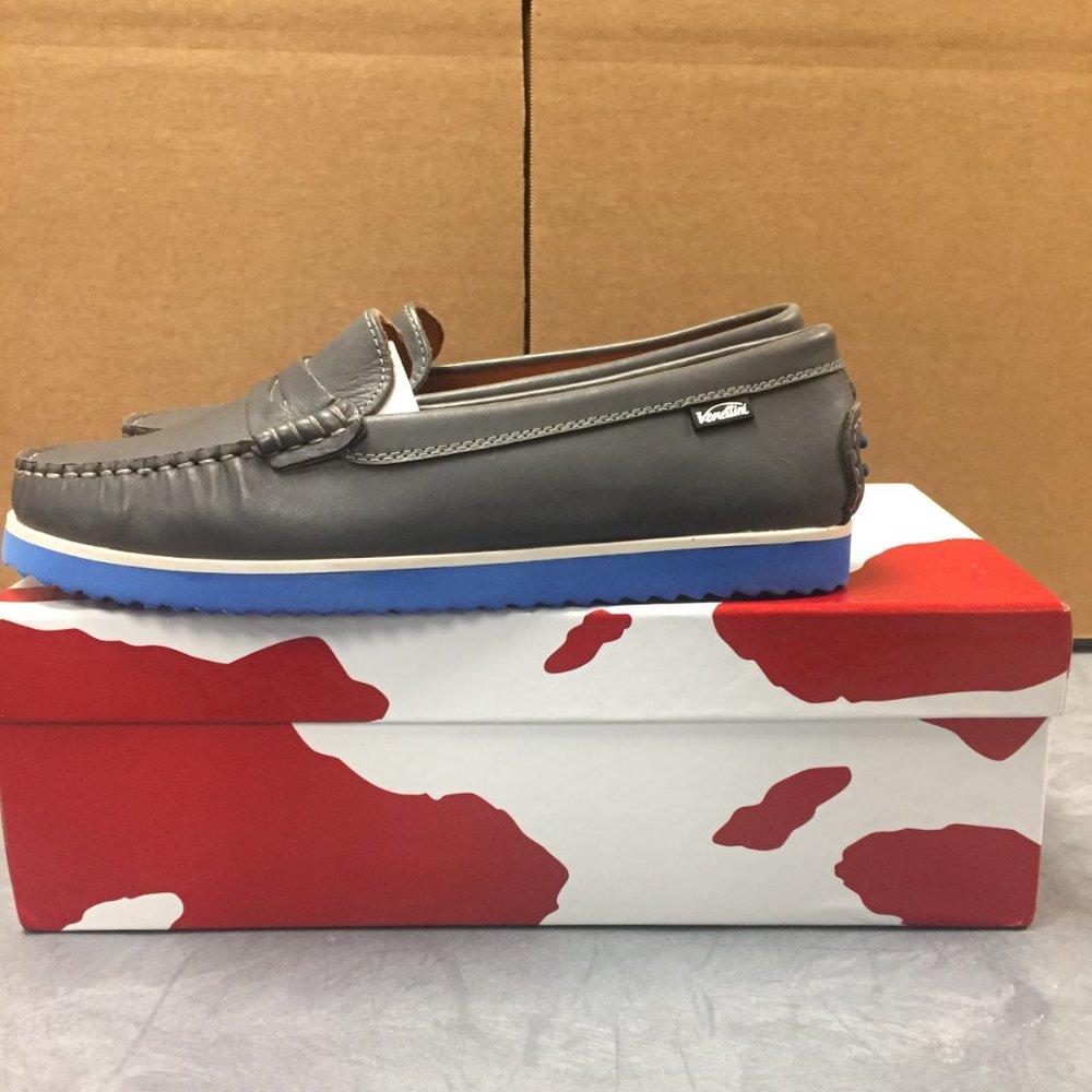 Venettini Grey TImo Leather Penny Loafer Boys 4.5